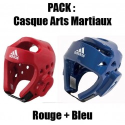 Pack Casque arts martiaux Adidas Rouge + Bleu