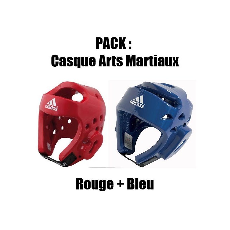Pack Casque arts martiaux Adidas Rouge + Bleu